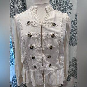 Free People Cream Buttoned Jacket